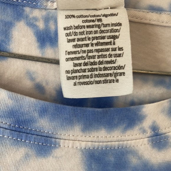 Pink Victoria’s Secret blue white tie dye cropped long sleeve crop top shirt M - Picture 8 of 16